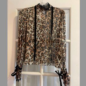 INTERMIX Women's Cheetah Print Ruffle Blouse